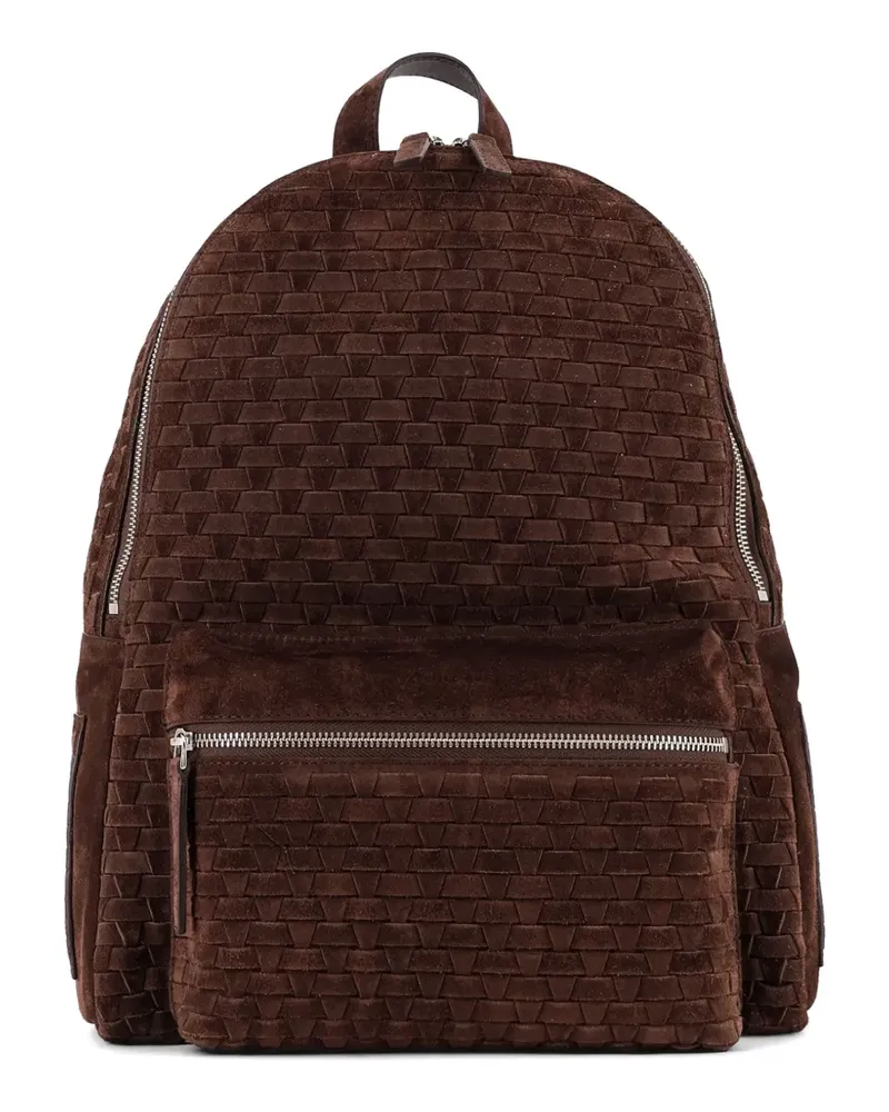 Orciani Laio Peach woven-pattern suede backpack - Braun Braun