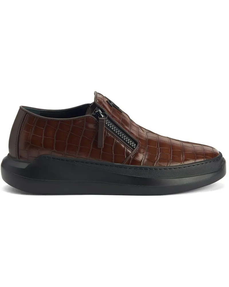 Giuseppe Zanotti Slip-On-Sneakers mit Kroko-Optik Braun