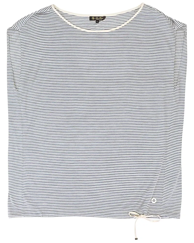 Loro Piana Gestreifte Seidenpullunder - Weiß Weiß