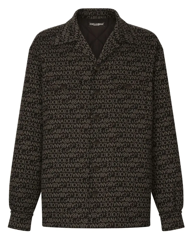 Dolce & Gabbana Hemdjacke mit Logo-Print - Schwarz Schwarz