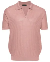 Roberto Collina Geripptes Poloshirt mit offenem Kragen Rosa