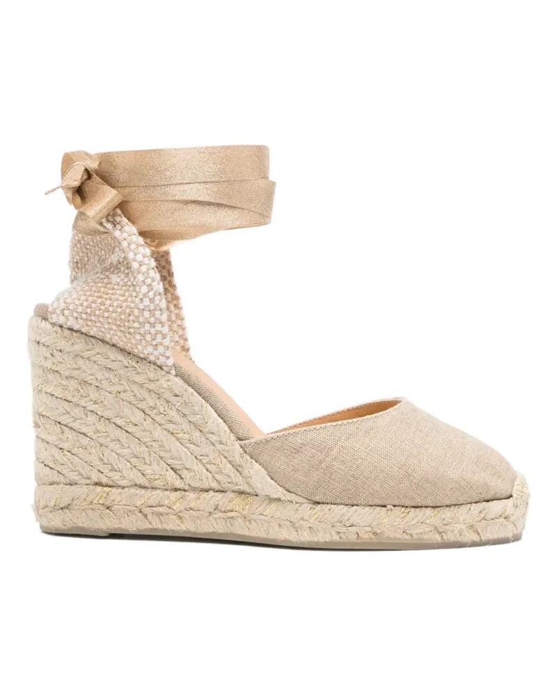Castañer Carina tie-fastening wedge espadrilles - Nude Nude
