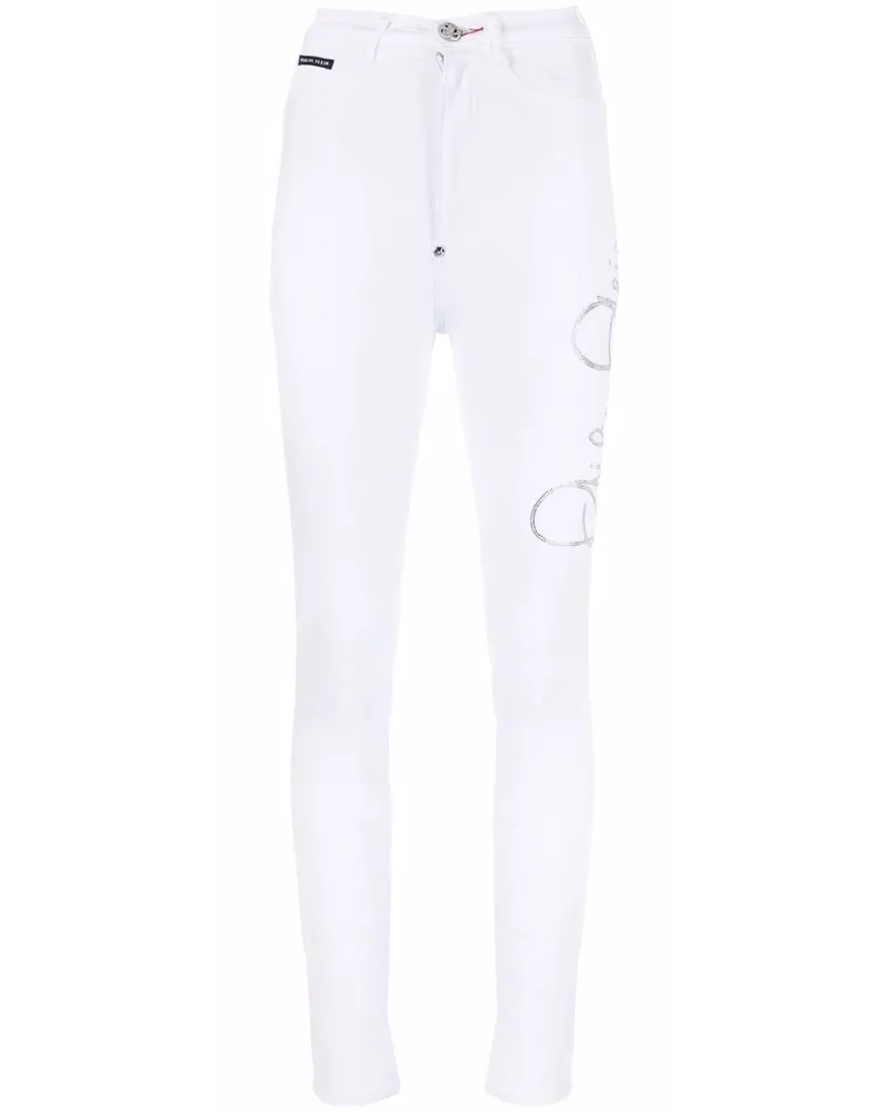 Philipp Plein Jeggings mit Logo-Print - Weiß Weiß