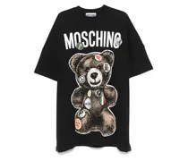 Minikleid mit Teddy-Print - Schwarz