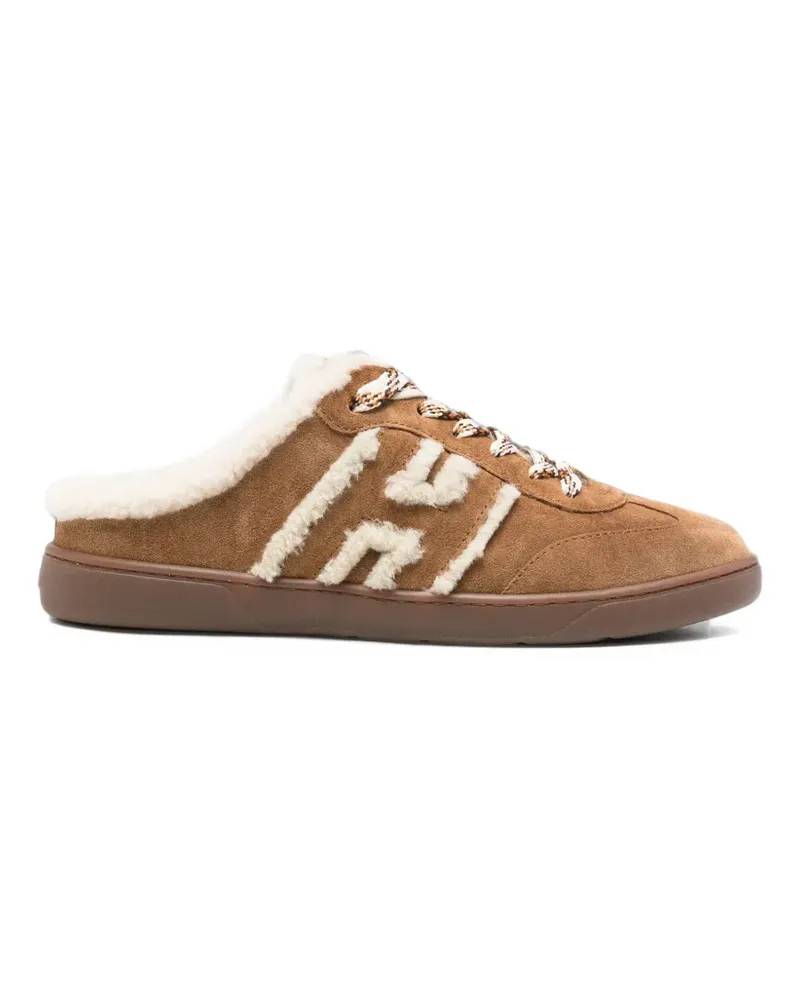 Hogan Mules mit Shearling-Besatz - Braun Braun