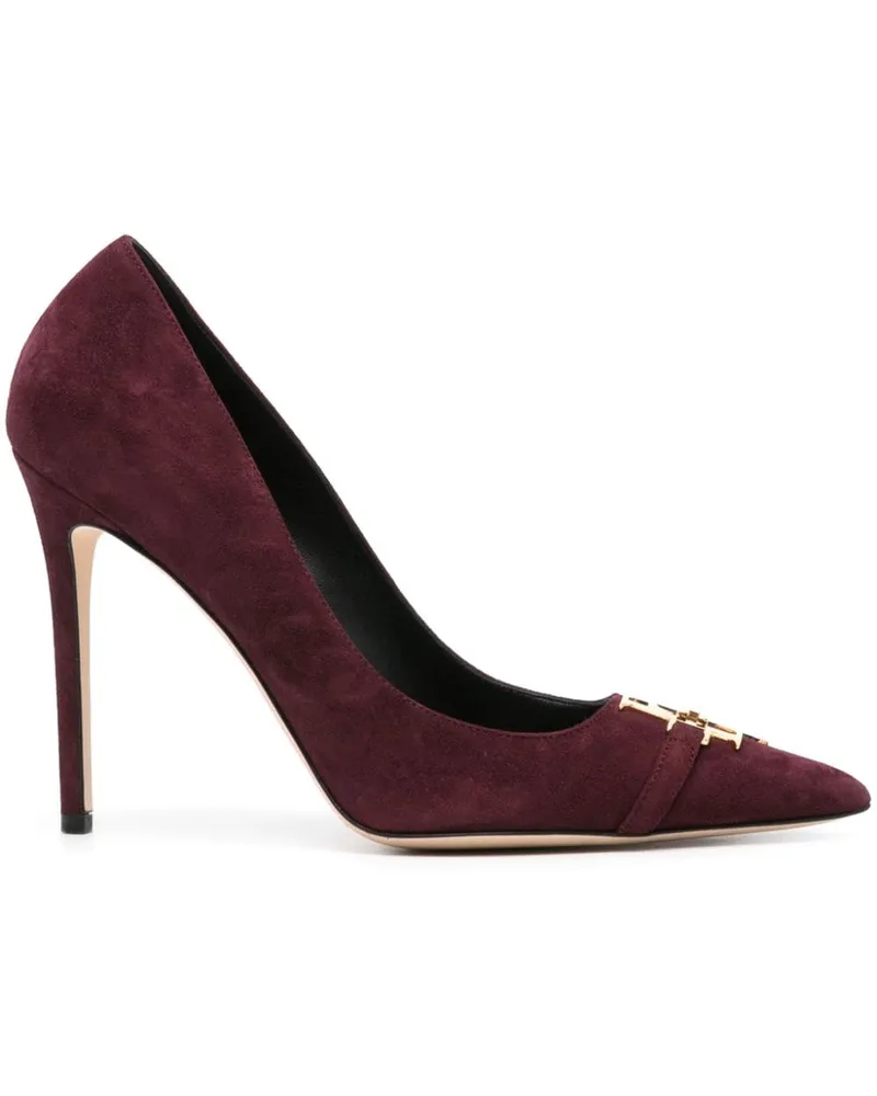 Elisabetta Franchi Wildleder-Pumps mit Logo-Schild 105mm Violett