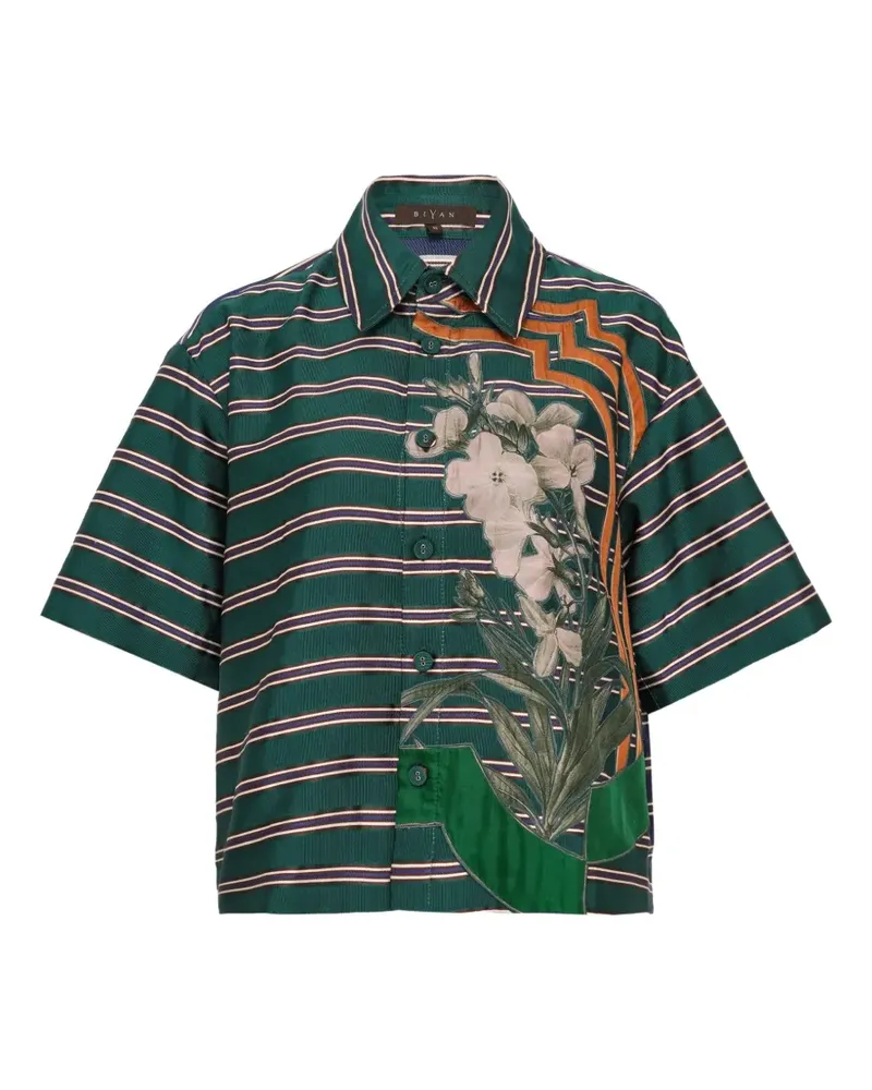 Biyan floral-print striped shirt - Grün Grün