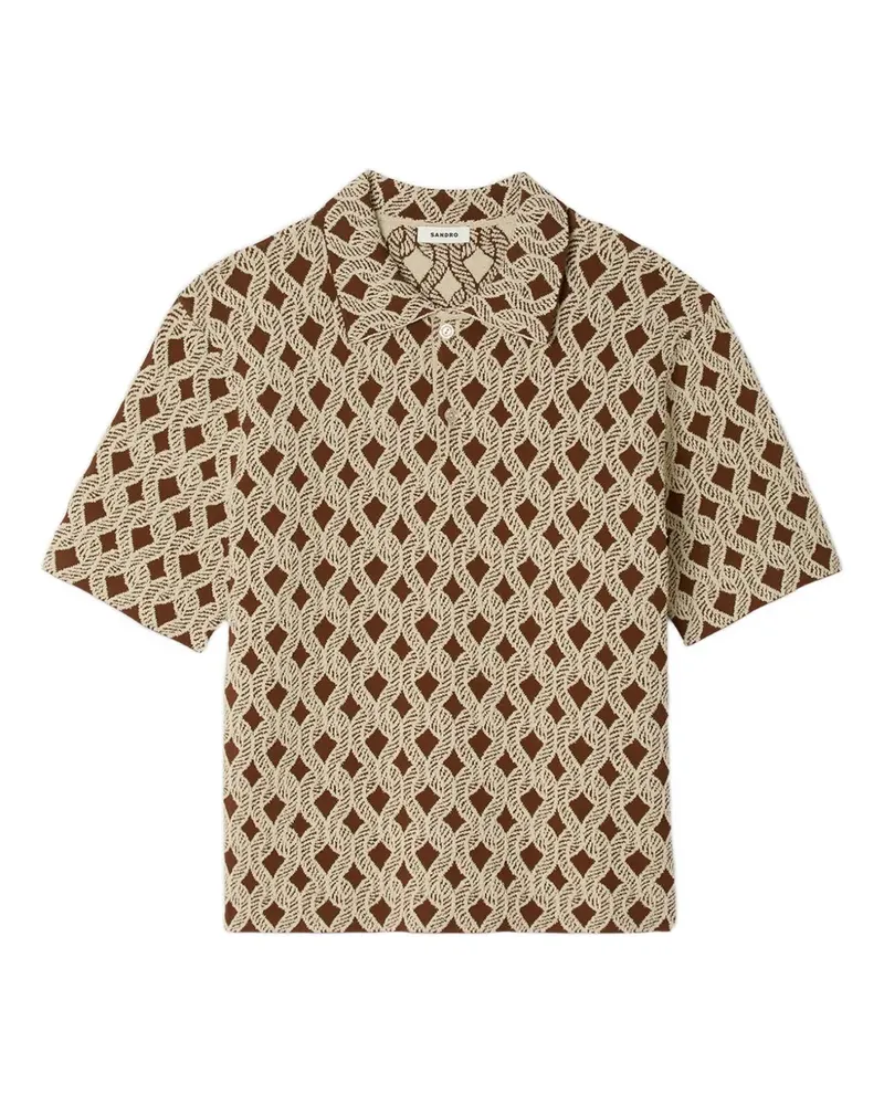 Sandro Geometrisch gemustertes Poloshirt - Braun Braun