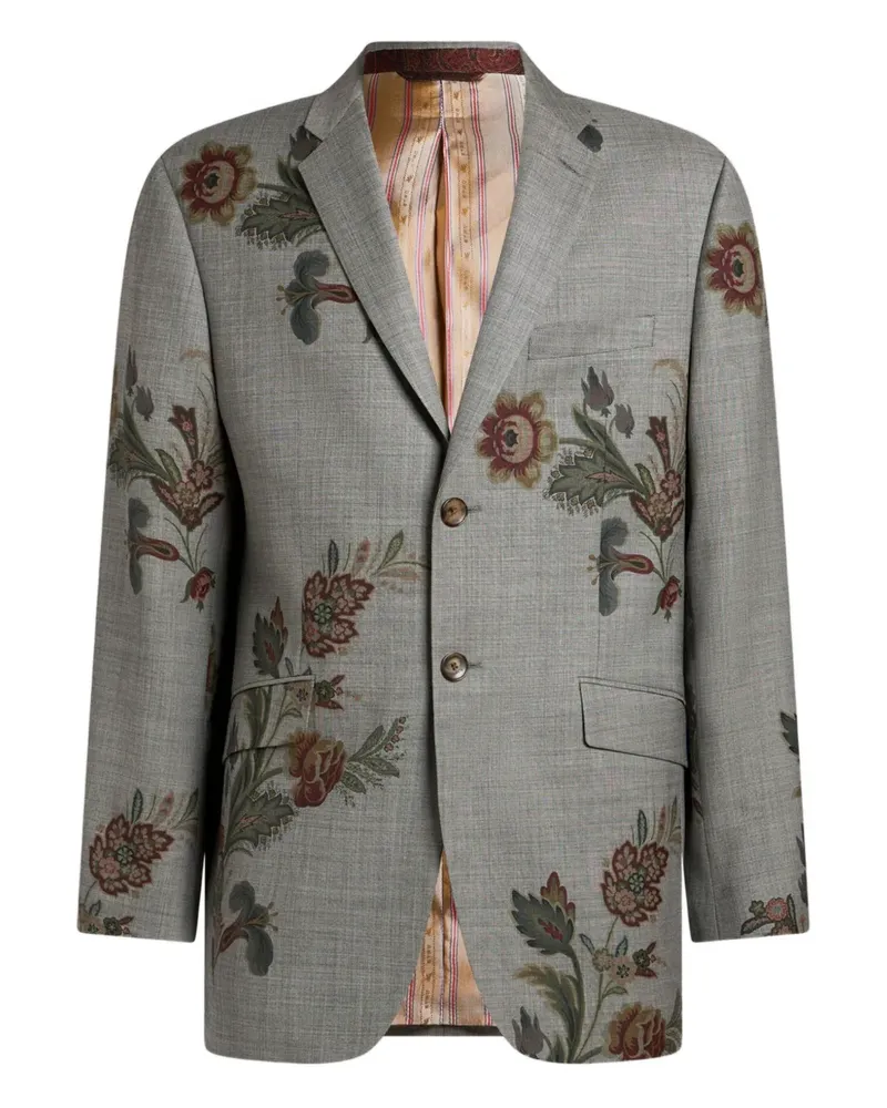 Etro Sakko mit Blumen-Print - Grau Grau
