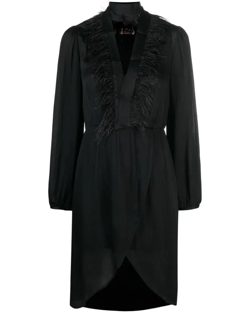 Twin-Set Kleid mit Federn - Schwarz Schwarz