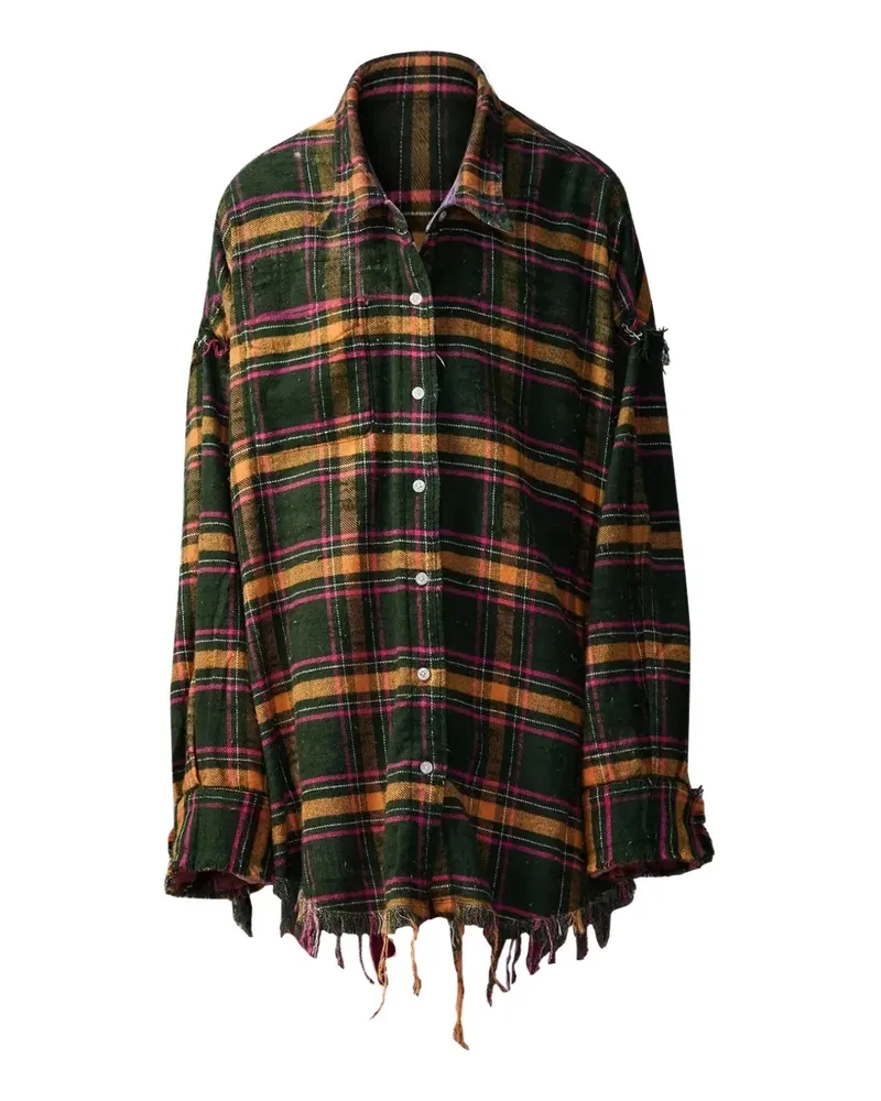 R13 distressed check-pattern shirt - Grün Grün