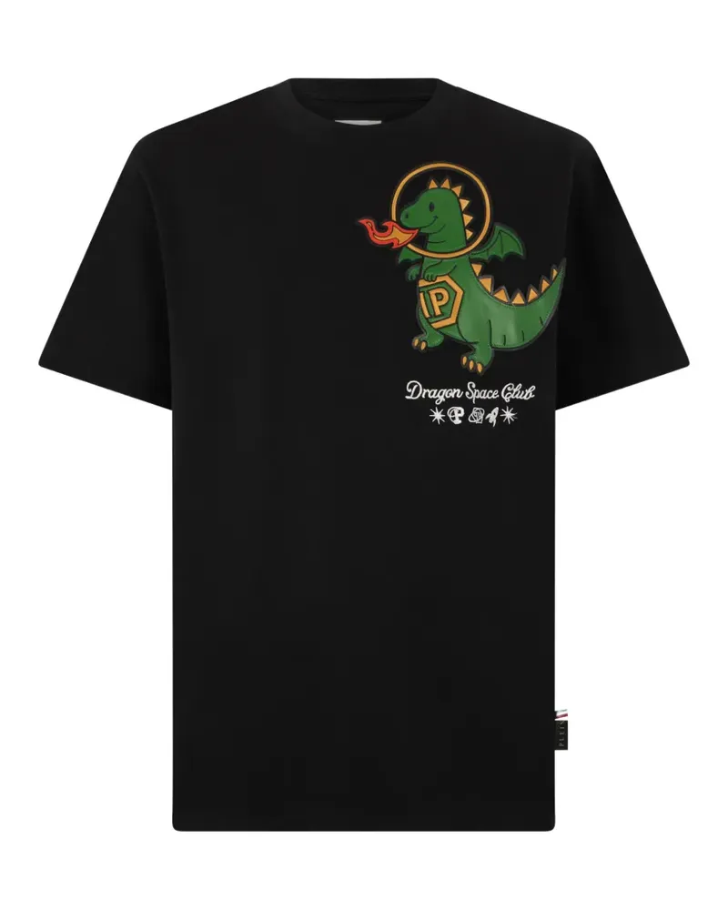 Philipp Plein Kurzärmeliges Dragon Space Club T-Shirt - Schwarz Schwarz