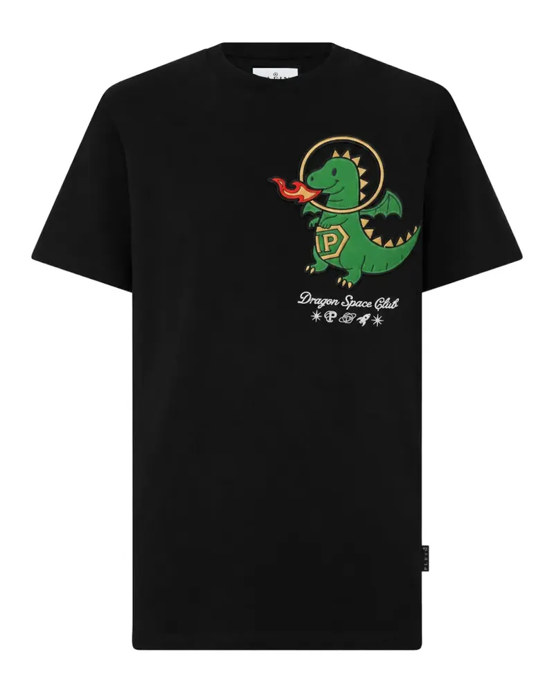 Philipp Plein Kurzärmeliges Dragon Space Club T-Shirt - Schwarz Schwarz