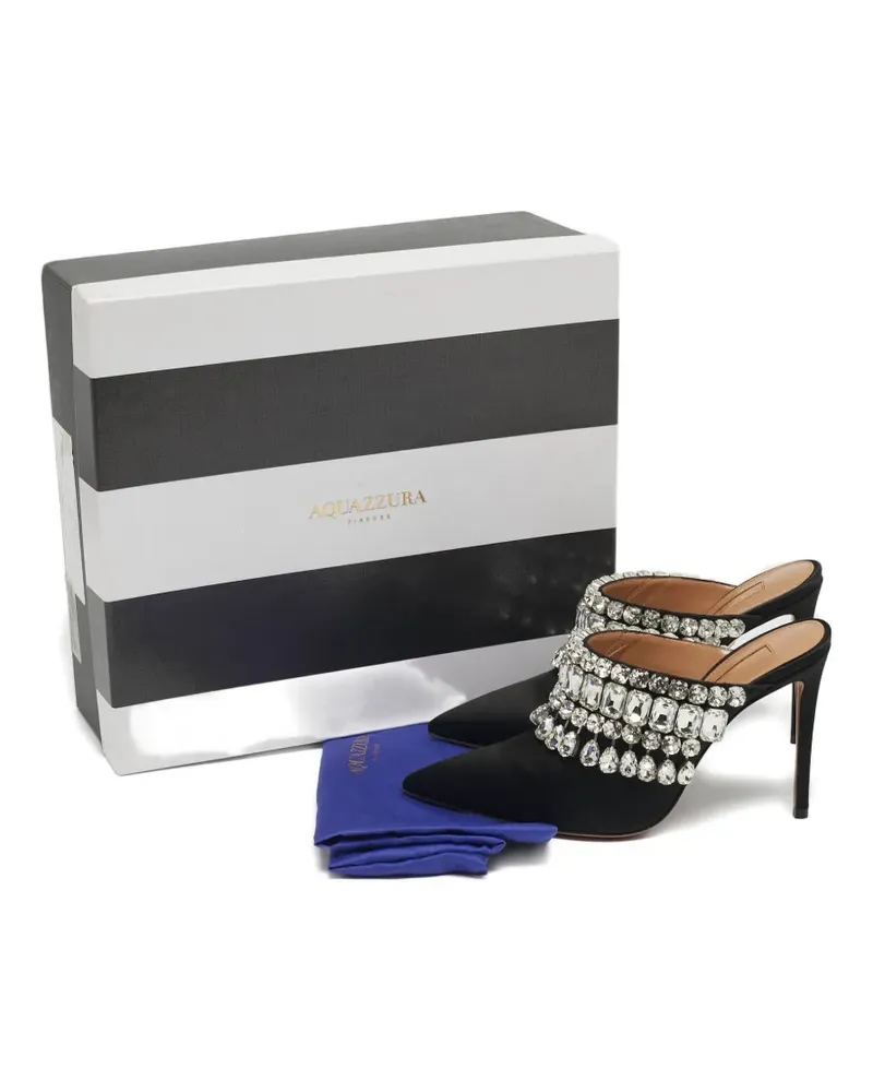 Aquazzura satin crystal sandals - Schwarz Schwarz