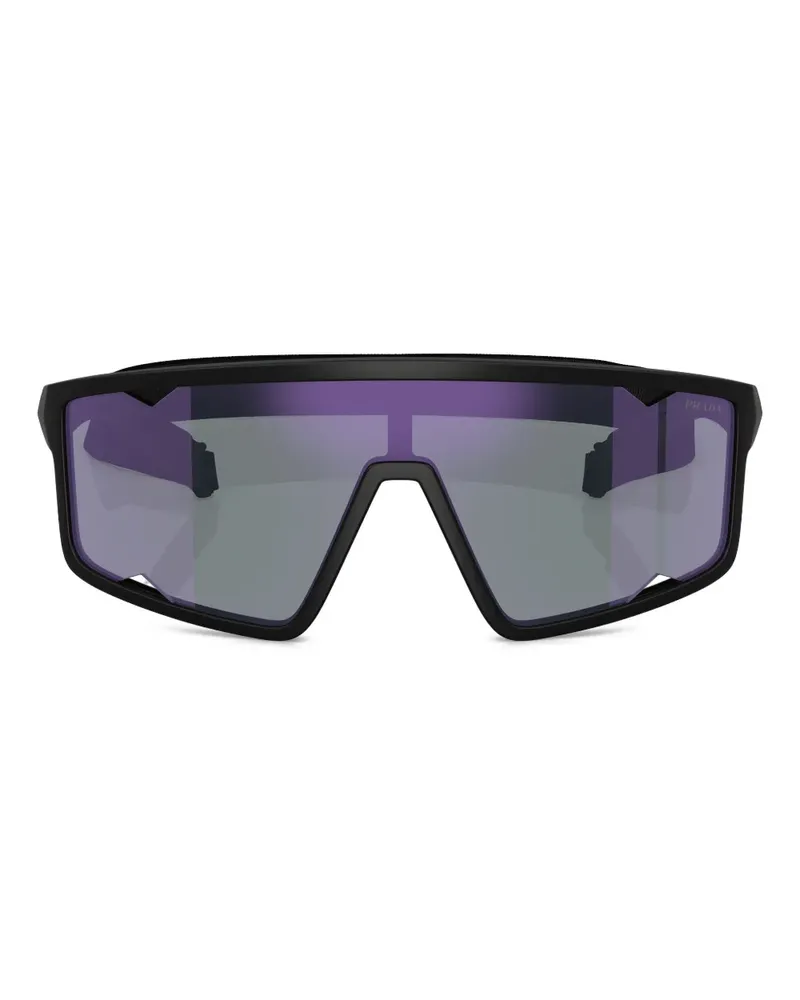 Prada Sonnenbrille mit Shield-Gestell - Schwarz Schwarz