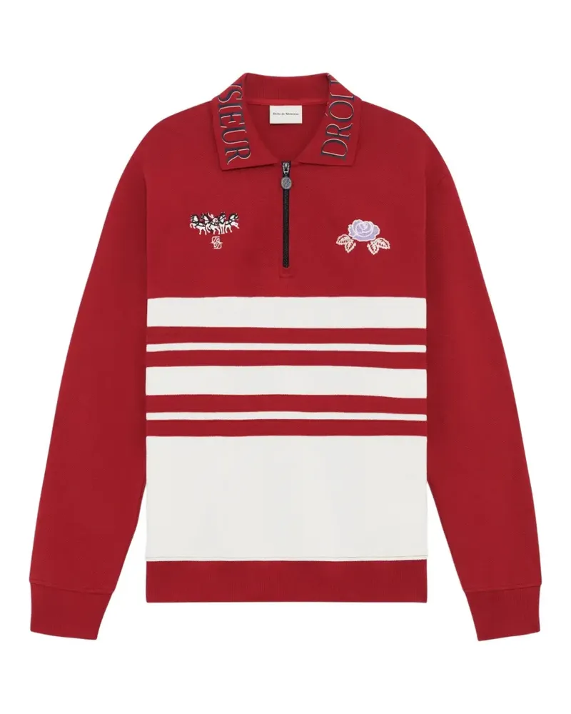 Drôle de Monsieur Gestreiftes Poloshirt mit Logo-Stickerei - Rot Rot