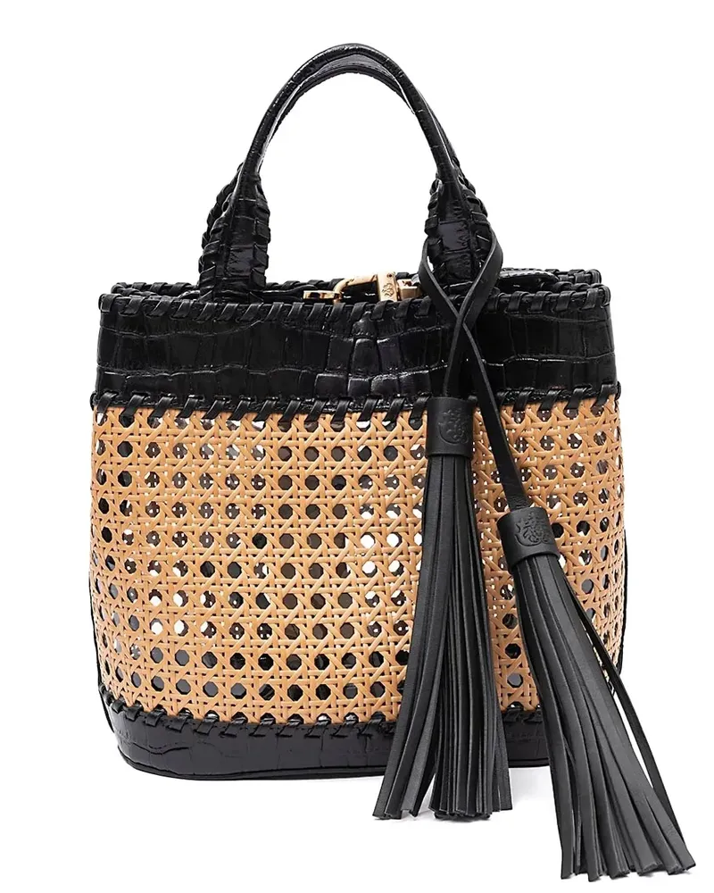 ISLA medium woven tassel tote bag - Nude Nude
