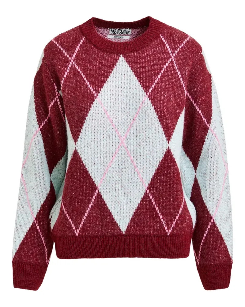 Essentiel Pullover mit Rautenmuster - Rot Rot