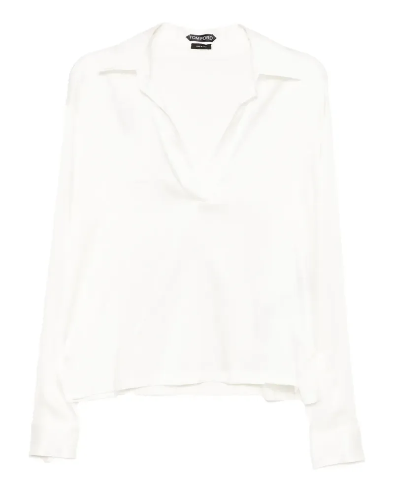 Tom Ford Klassische Satinbluse - Weiß Weiß
