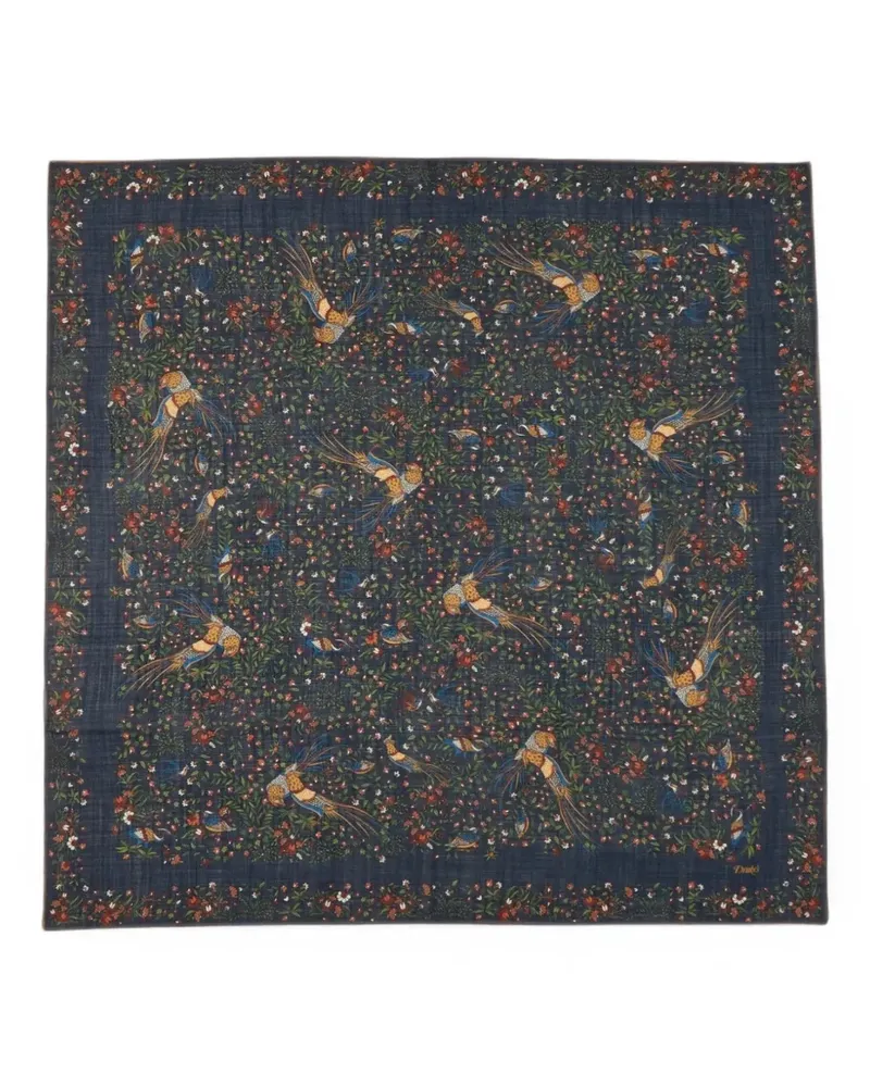 Drake's Birds of Paradise-print square scarf - Blau Blau
