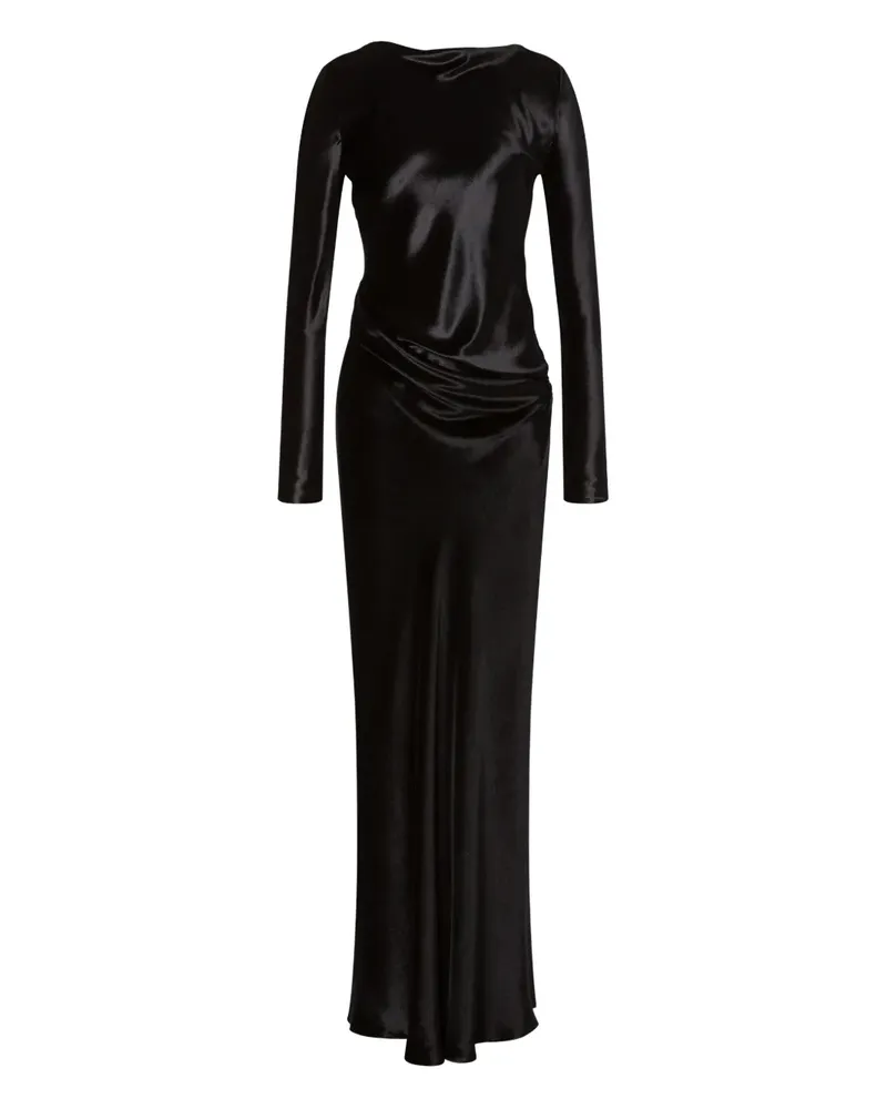 Alberta Ferretti Satin-Maxikleid - Schwarz Schwarz