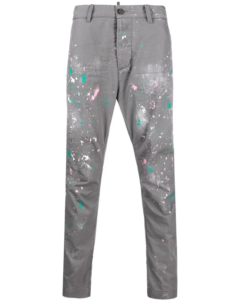 Dsquared2 Hose mit Farbklecks-Print - Grau Grau