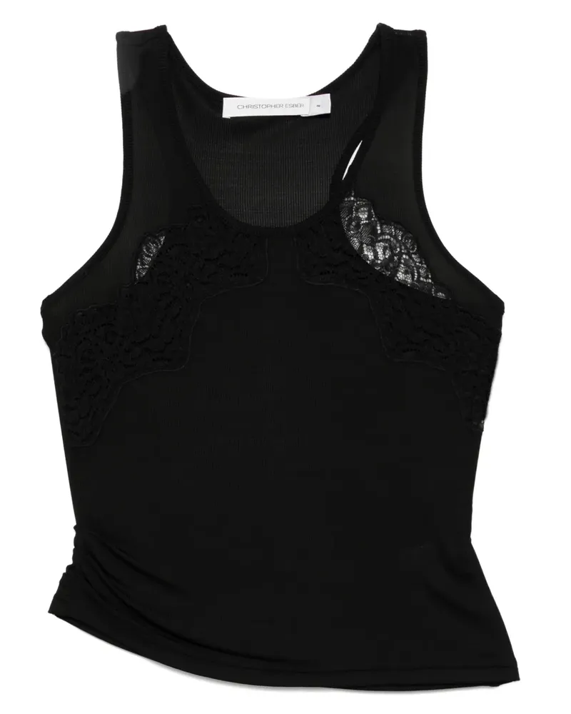 Christopher Esber Geripptes Tanktop mit Spitze - Schwarz Schwarz