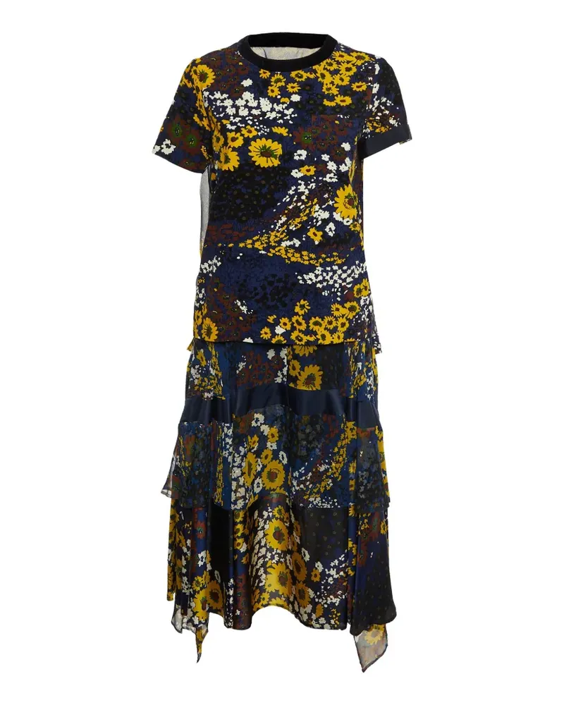 Sacai floral-print skirt set - Blau Blau