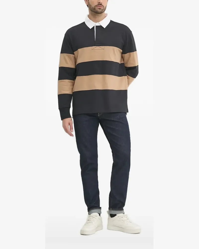 Gant Gestreiftes Poloshirt - Schwarz Schwarz