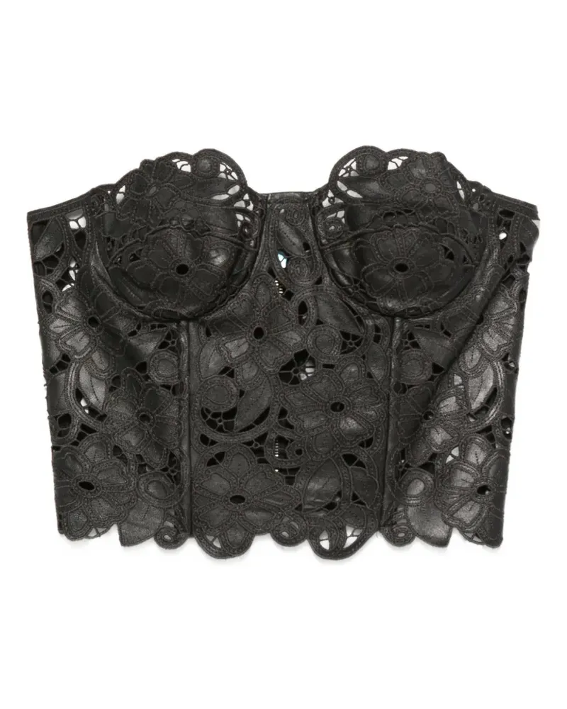 Ermanno Scervino lace-overlay corset top - Schwarz Schwarz