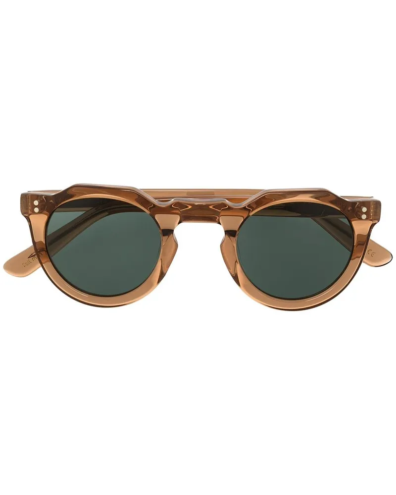 Lesca Sonnenbrille mit rundem Gestell - Braun Braun