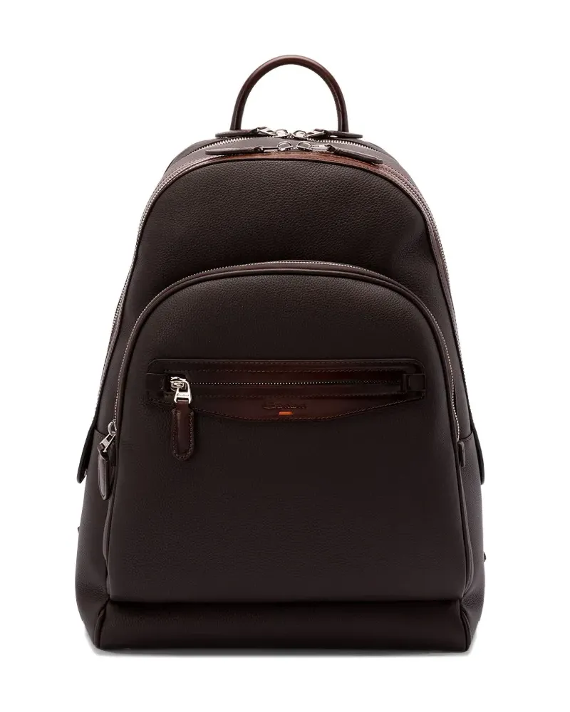 Santoni Rucksack aus Leder mit Reißverschluss - Braun Braun