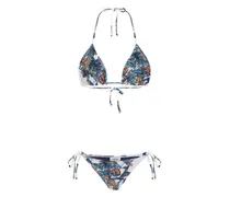 Bikini mit Blumen-Print - Weiß