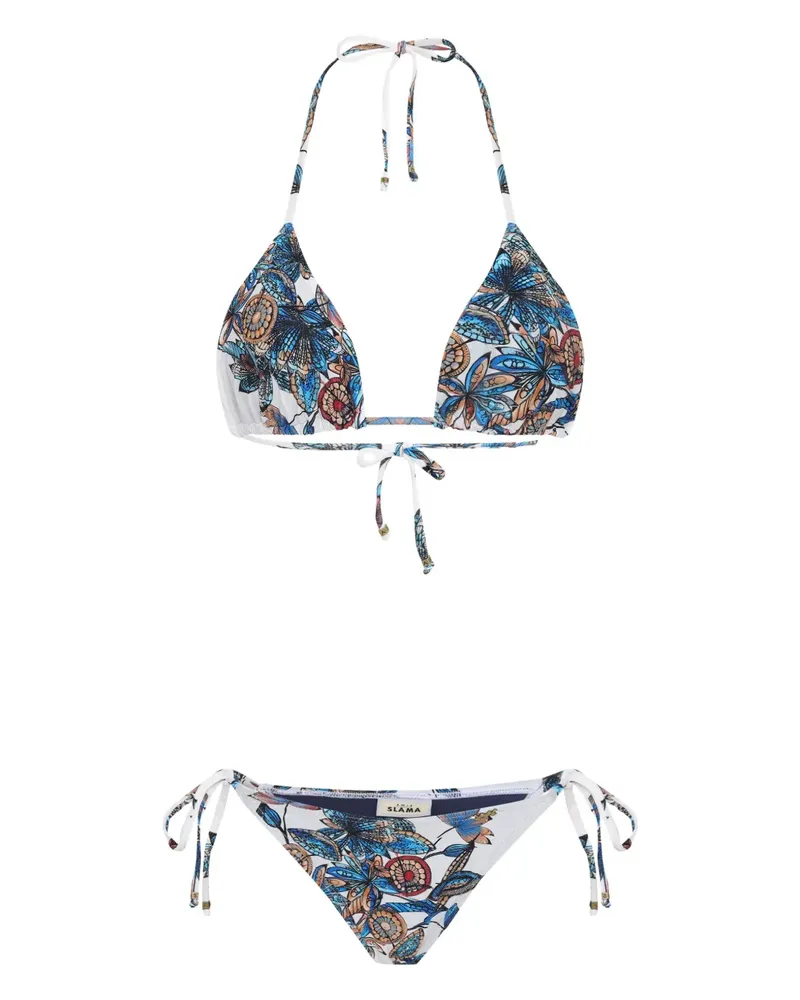 Amir Slama Bikini mit Blumen-Print - Weiß Weiß