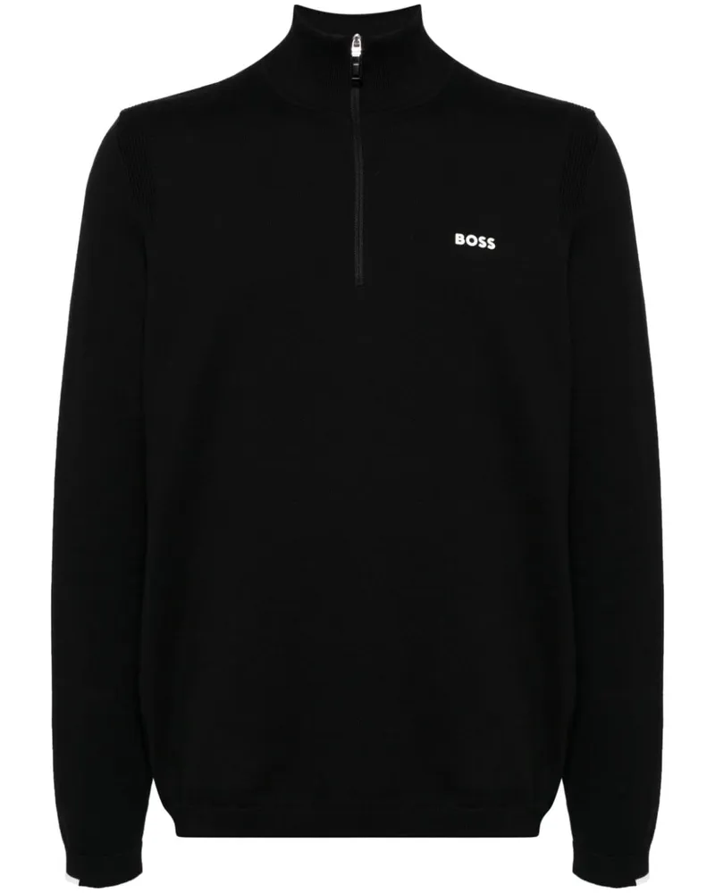 HUGO BOSS Sweatshirt mit Logo-Applikation - Schwarz Schwarz