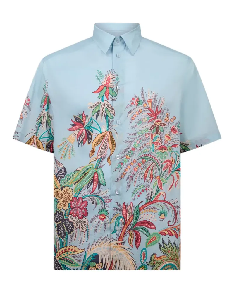 Etro floral-print short-sleeved shirt - Blau Blau