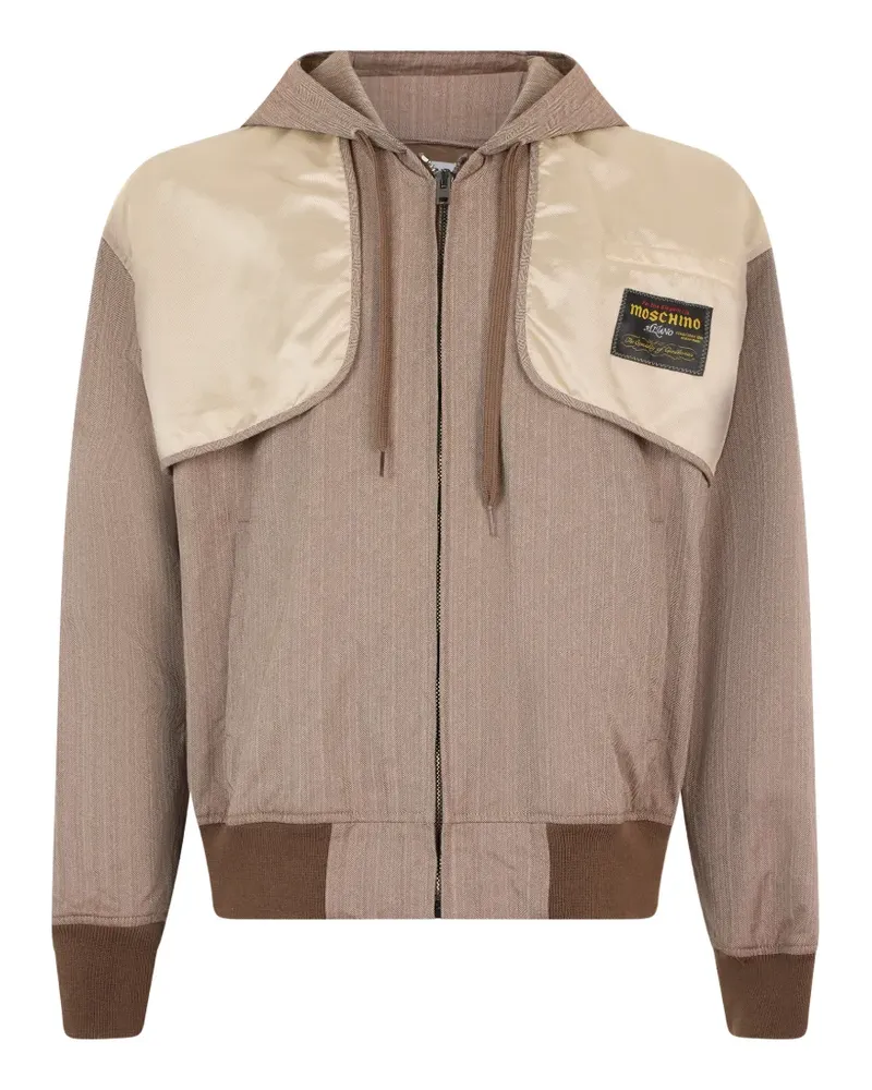 Moschino zip-up panelled hooded jacket - Braun Braun
