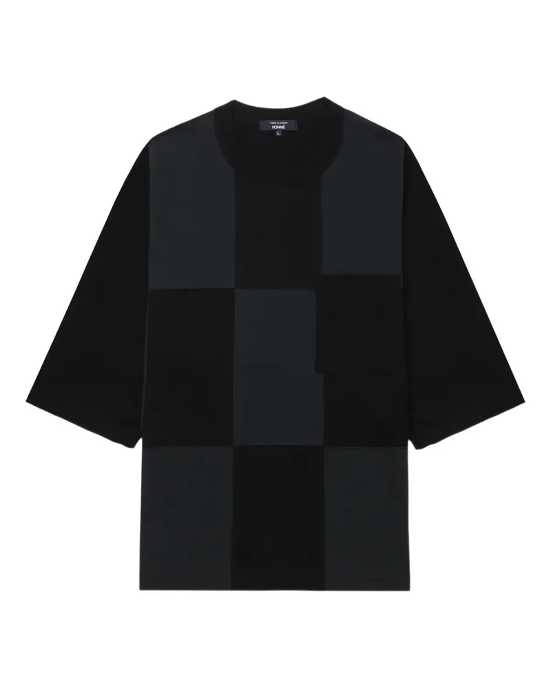 Comme des Garçons Kariertes T-Shirt mit aufgesetzter Tasche - Schwarz Schwarz