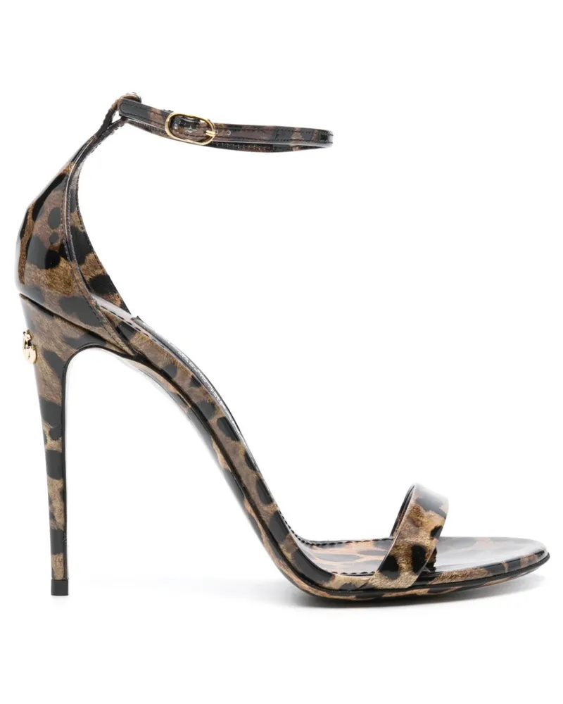 Dolce & Gabbana Sandalen mit Leoparden-Print 110mm - Schwarz Schwarz