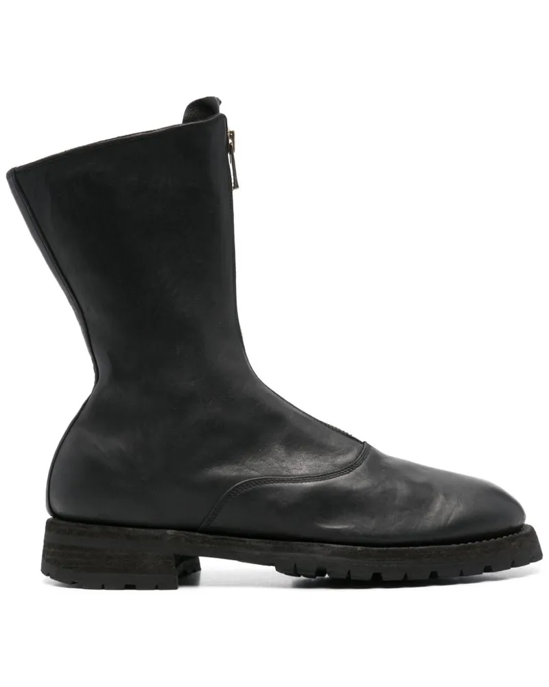GUIDI Knöchelhohe Lederstiefel - Schwarz Schwarz