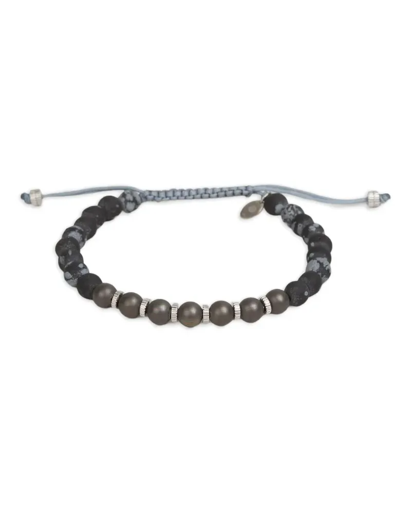 Tateossian Perlenarmband mit Zugverschluss - Grau Grau