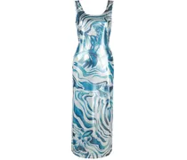 Kleid mit abstraktem Print - Blau