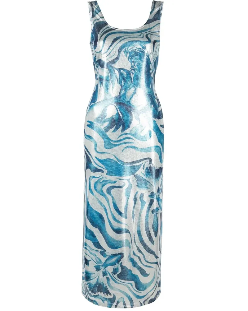 Alberta Ferretti Kleid mit abstraktem Print - Blau Blau