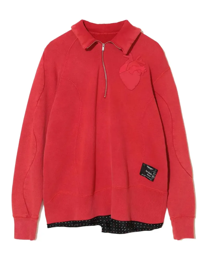 Undercover heart-appliqué polo top - Rot Rot