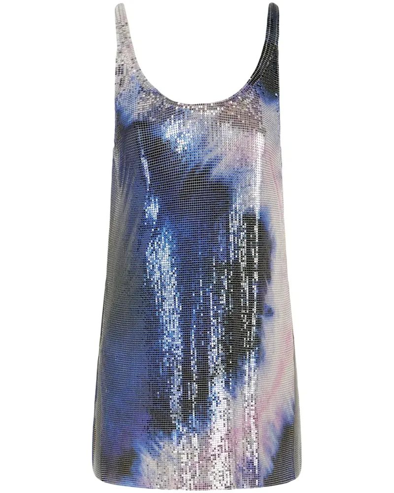 Paco Rabanne Trägershirt aus Mesh mit Print - Blau Blau