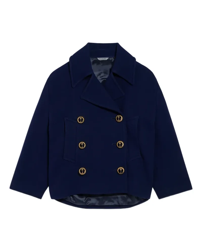 Balenciaga wool double-breasted peacoat - Blau Blau