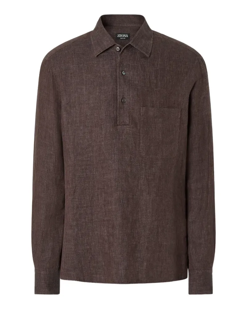 Ermenegildo Zegna Oasi Poloshirt aus Leinen - Braun Braun
