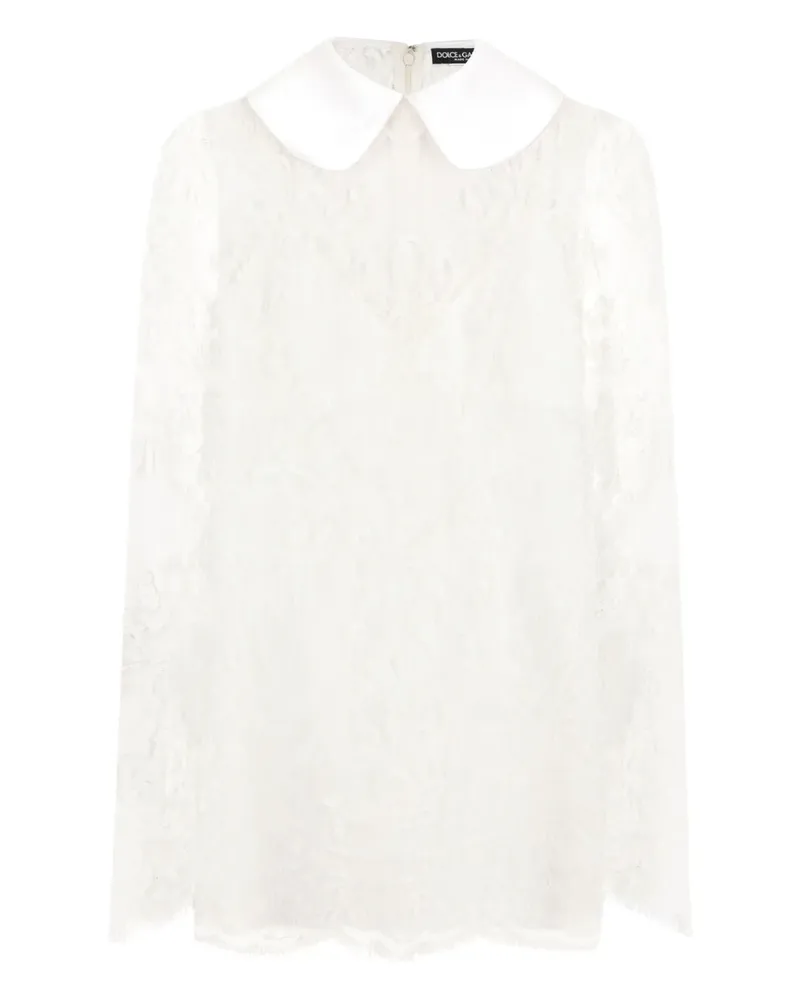 Dolce & Gabbana Spitzen-Minikleid mit Satinkragen - Weiß Weiß