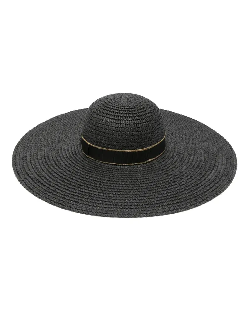 Borsalino Gewebter Sonnenhut mit breiter Krempe - Schwarz Schwarz