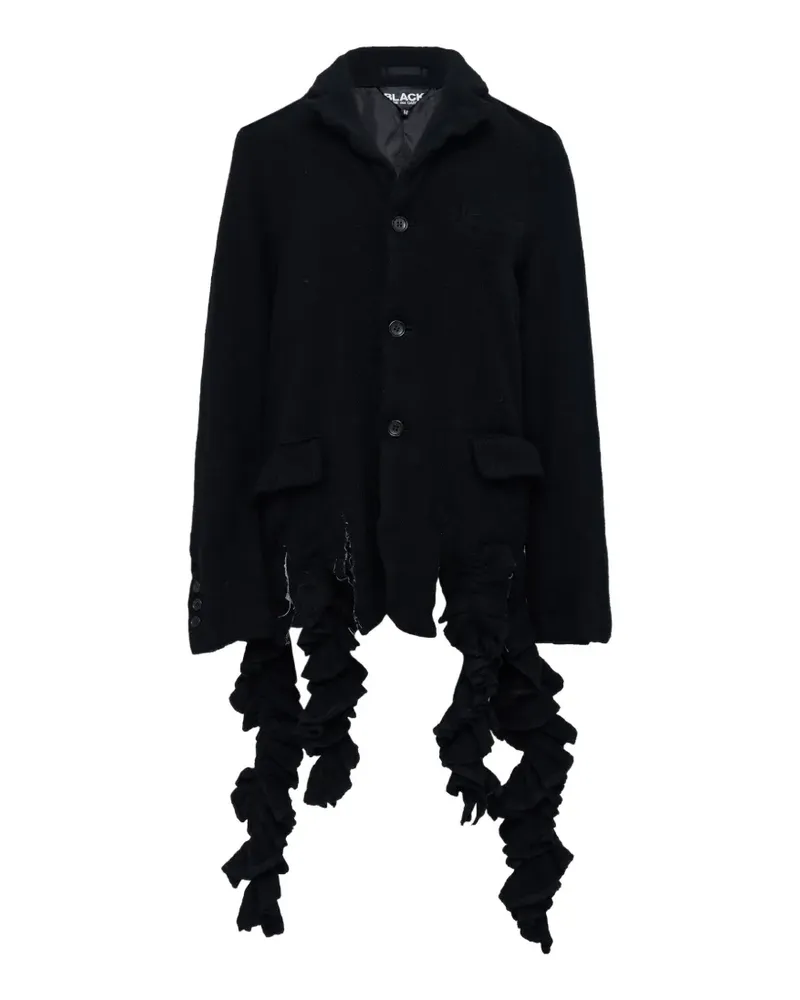 Comme des Garçons Tweed-Jacke mit Rüschen - Schwarz Schwarz